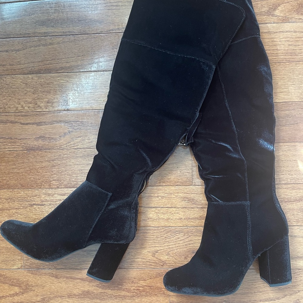 Over The Knee Velour Boots - NWOB